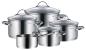 Preview: WMF Provence Plus Topf-Set Bratentopf (2,5l), Fleischtöpfe(1,9l), (3,3l), (5,7l), Stielkasserolle (1,7l) silber