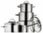 Preview: WMF Provence Plus Topf-Set Bratentopf (2,5l), Fleischtöpfe(1,9l), (3,3l), (5,7l), Stielkasserolle (1,7l) silber