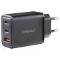 Preview: Intenso Power Adapter W65ACC Gan, Schwarz 65 Watt Netzteil, Zwei USB-C Anschlüsse und einem USB-A Anschluss