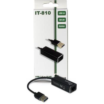 Adapter USB 3.0 to RJ45 Inter Tech Argus IT-810 Gigabit Lan 1000 MBit / s schwarz
