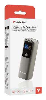 Verbatim Charge 'n' Go Powerbank 27.000 mAh metall-grau