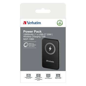 Preview: Verbatim Wireless Powerbank Charge 'n' Go 10.000mAh (schwarz, Qi, PD 3.0, Quick Charge 3.0)