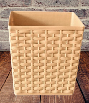 Blumentopf Beige 150x150 mm – Rattanoptik stilvoll & wetterfest