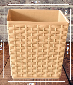 Blumentopf Beige 150x150 mm – Rattanoptik stilvoll & wetterfest