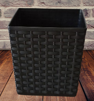 Blumentopf Schwarz 150x150 mm – Rattanoptik modern & wetterfest