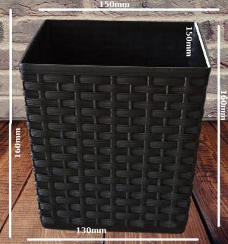 Blumentopf Schwarz 150x150 mm – Rattanoptik modern & wetterfest