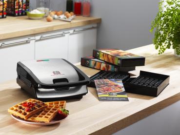Tefal Snack Collection SW852D – Sandwichmaker & Waffeleisen mit Wechselplatten | 700 W | Edelstahl/Schwarz