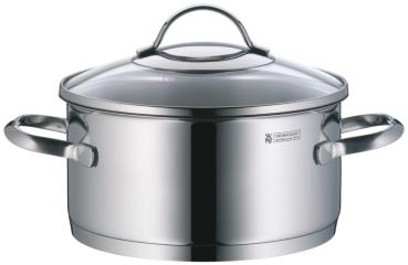 Preview: WMF Provence Plus Topf-Set Bratentopf (2,5l), Fleischtöpfe(1,9l), (3,3l), (5,7l), Stielkasserolle (1,7l) silber
