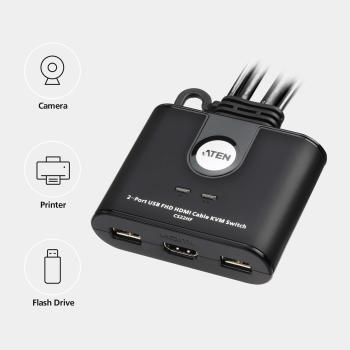 Preview: ATEN KVM Switch CS22U-HF 2 Port USB/HDMI Kabel