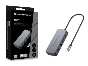 CONCEPTRONIC Adapter USB-C-2xGbE+2xUSB-A3.2 5Gbs 0.30m gr