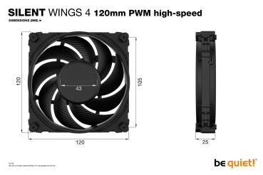 120mm be quiet! SILENT WINGS 4 PWM high-speed Gehäuselüfter