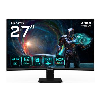 GIGABYTE GS27QCA 27 Zoll QHD Curved Gaming Monitor 180Hz 1ms FreeSync HDR HDMI DP