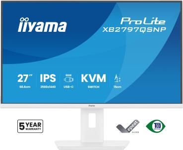 68,5cm/27" (2560x1440) iiyama ProLite XB2797QSNP-W1 16:9 QHD IPS 1ms 75Hz HDMI DisplayPort USB-C VESA Speaker White