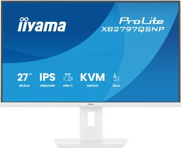 68,5cm/27" (2560x1440) iiyama ProLite XB2797QSNP-W1 16:9 QHD IPS 1ms 75Hz HDMI DisplayPort USB-C VESA Speaker White
