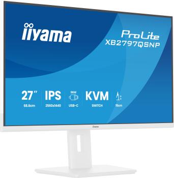 Preview: 68,5cm/27" (2560x1440) iiyama ProLite XB2797QSNP-W1 16:9 QHD IPS 1ms 75Hz HDMI DisplayPort USB-C VESA Speaker White