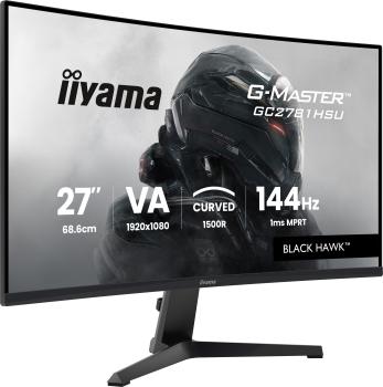68,6cm/27" (1920x1080) iiyama G-Master GC2781HSU-B1 16:9 FHD VA 1ms 144Hz HDMI DisplayPort USB VESA Speaker Black