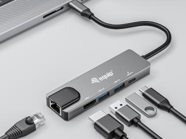 Equip USB-C 5-in-1 Multifunktionsadapter | HDMI 4K, Gigabit LAN, USB 3.2, 100W PD