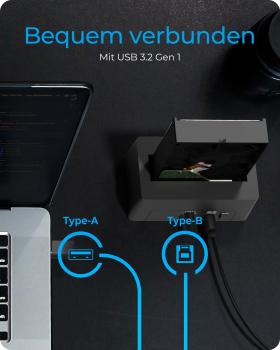 Dockingtation für 1x 2.5"/3.5" SATA I/II/III USB 3.2 ICY BOX Black