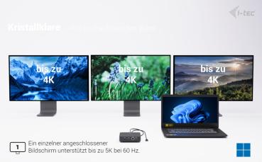 i-tec USB-C DP Dual HDMI Docking Station C31TRIPLEVIDEODPPRO 100W Power Delivery