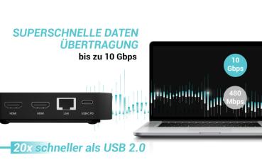 i-tec USB-C DP Dual HDMI Docking Station C31TRIPLEVIDEODPPRO 100W Power Delivery