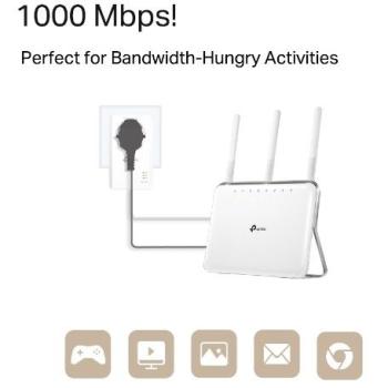TP-Link AV1000 Powerline Adapter Kit PA7017P mit Steckdose – Gigabit LAN, 1000 Mbit/s