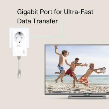TP-Link AV1000 Powerline Adapter Kit PA7017P mit Steckdose – Gigabit LAN, 1000 Mbit/s