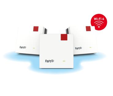 AVM FRITZ!Mesh Set 1600 3-Pack Dual-Band (2,4 GHz/5 GHz) Wi-Fi 6 (802.11ax) Rot, Weiß