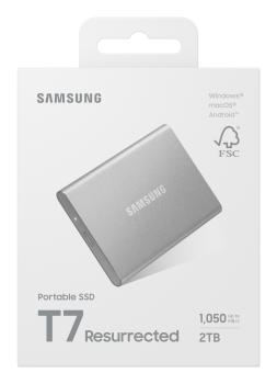 2TB Samsung Portable T7 Resurrected USB-C 3.1 (10Gb/?s) Silber externe Festplatte SSD