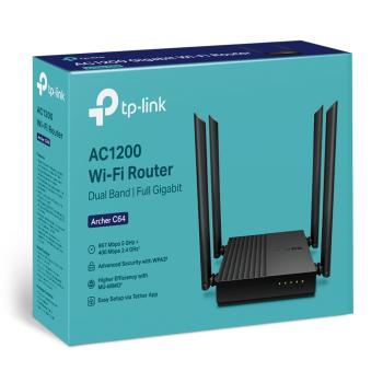 TP-Link Archer C64 AC1200 WLAN-Router – Dual-Band Wi-Fi 5, Gigabit LAN