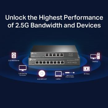 Preview: TP-Link TL-SG108-M2 8-Port 2,5G Gigabit Switch – Unmanaged, 8× 2,5-Gbit/s, lüfterlos