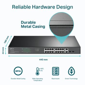 Preview: TP-Link TL-SG1218MP 18-Port Gigabit PoE+ Switch 250W Rackmount