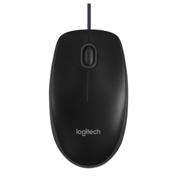 Logitech B100 USB Maus schwarz – 3 Tasten, optisch, kabelgebunden, für Büro & Homeoffice