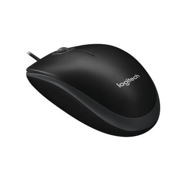 Preview: Logitech B100 USB Maus schwarz – 3 Tasten, optisch, kabelgebunden, für Büro & Homeoffice