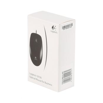 Logitech B100 USB Maus schwarz – 3 Tasten, optisch, kabelgebunden, für Büro & Homeoffice