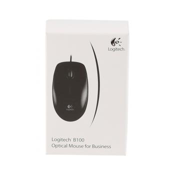 Logitech B100 USB Maus schwarz – 3 Tasten, optisch, kabelgebunden, für Büro & Homeoffice