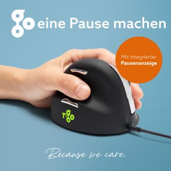 R-Go Maus HE ergonomisch links USB groß schwarz/silber