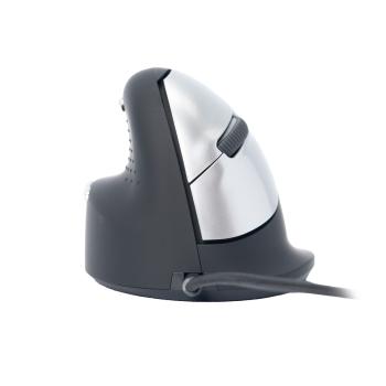 R-Go Maus HE ergonomisch links USB groß schwarz/silber