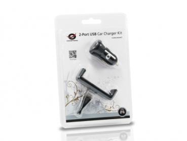 2-Port KFZ-Ladegerät CONCEPTRONIC 10W 2xUSB-A mit Halter