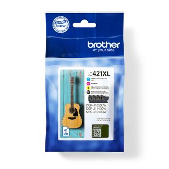 Brother LC-421XLVAL Original Tinte XL 4er-Pack Schwarz Cyan Magenta Gelb