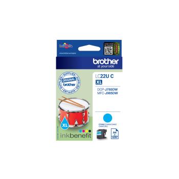 Brother LC-22UC Original Tintenpatrone Cyan XL – bis zu 1.200 Seiten