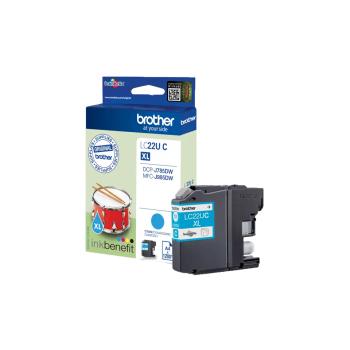 Preview: Brother LC-22UC Original Tintenpatrone Cyan XL – bis zu 1.200 Seiten