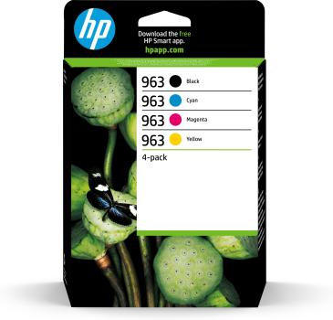 HP 963 Tintenpatronen 4er-Pack Original – Schwarz, Cyan, Magenta, Gelb | Kompatibel mit HP OfficeJet Pro Druckern