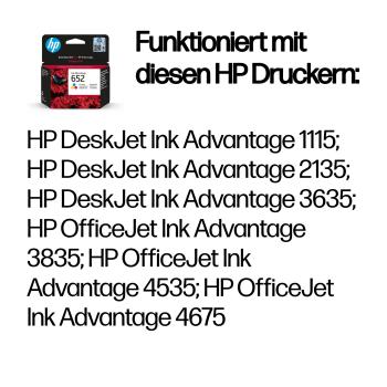 HP 652 Original Ink Advantage Tintenpatrone | Cyan Magenta Gelb F6V24AE
