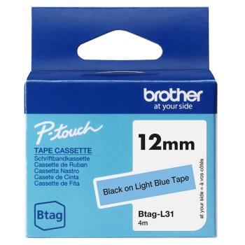 Schriftband Brother 12mmx4m schwarz/hellblau BTAG-L31