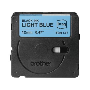 Preview: Schriftband Brother 12mmx4m schwarz/hellblau BTAG-L31