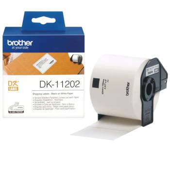 Brother DK-11202 Einzeletiketten 62 x 100 mm Schwarz auf Weiß 300 Stück Original