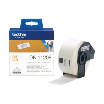 Brother DK-11208 Einzeletiketten 38 x 90 mm Schwarz auf Weiß 400 Stück Original