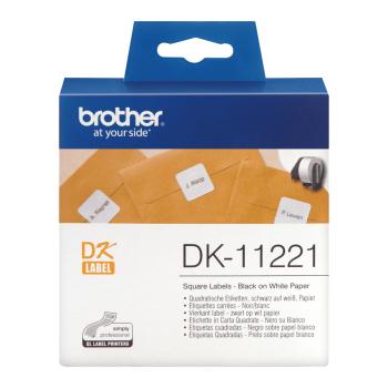 Preview: Brother DK-11221 Original Etiketten Schwarz auf Weiß – 23 x 23 mm, 1.000 Stück