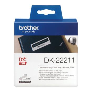 Preview: Brother DK-22211 Endlosetiketten 29 mm Schwarz auf Weiß 15,24 m Original