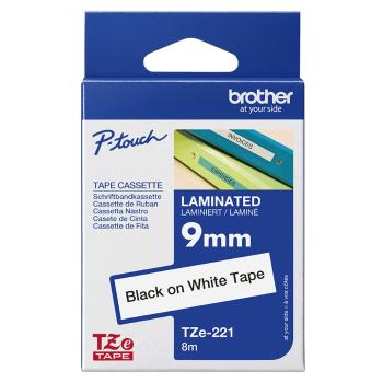 Brother TZe-221 Original Schriftband Schwarz auf Weiß 9 mm × 8 m